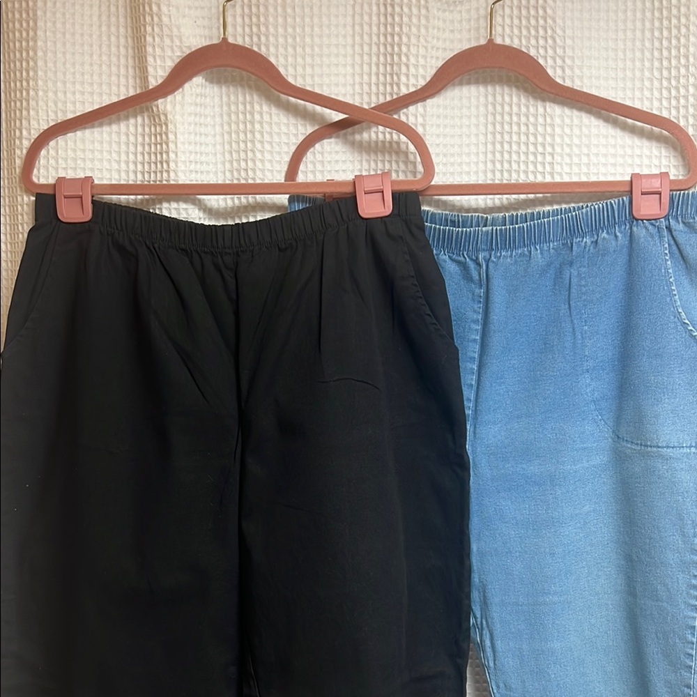 Women's Elastic-Waist Pull-On Pants - Black